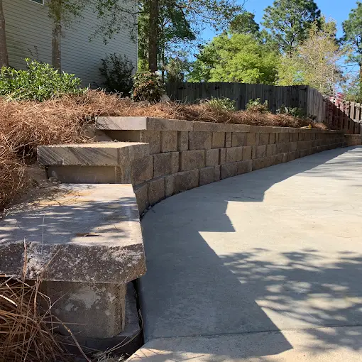 Retaining wall and landscape project by Benson Lawn Maintenance