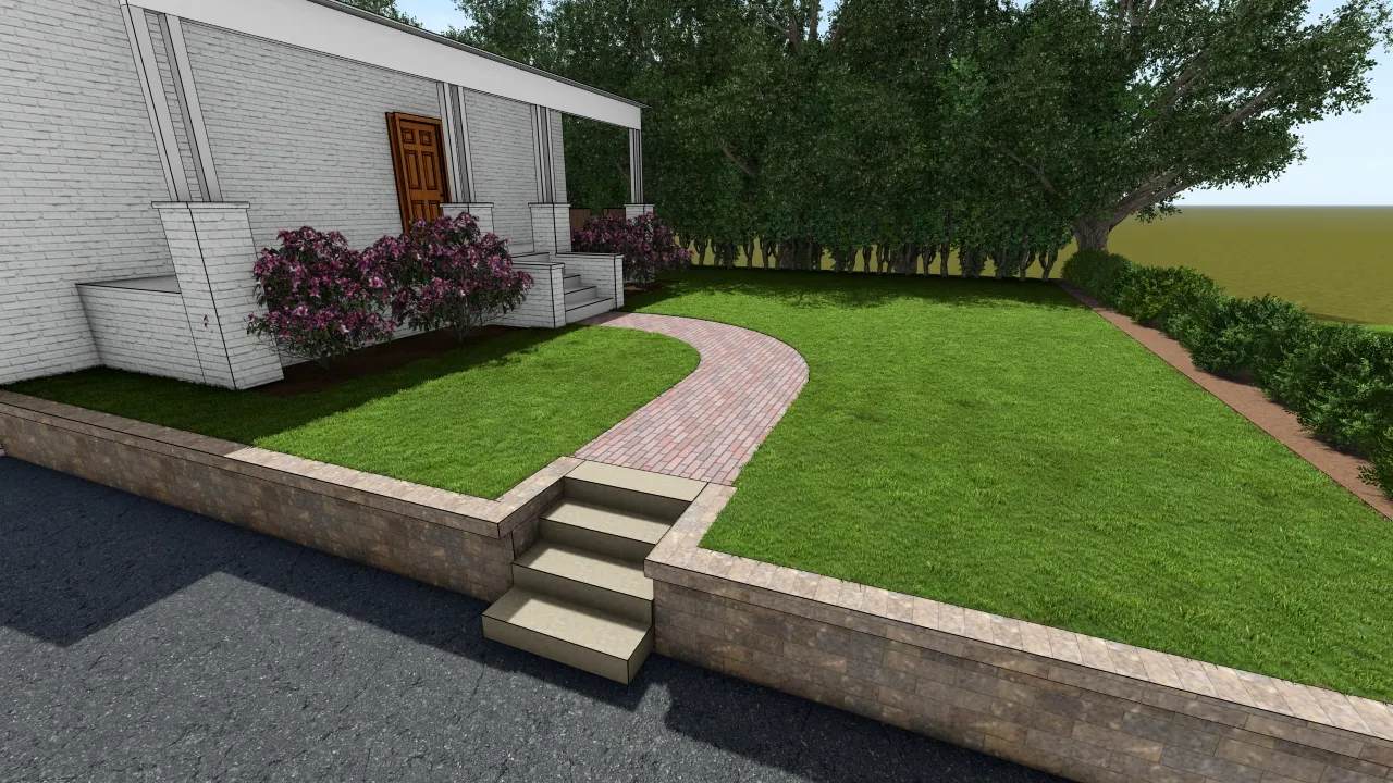 Courtyard Design Installation with Retaining Wall — North Augusta, SC (photo 1)